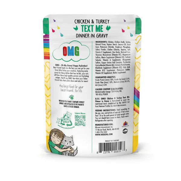 BFF OMG Text Me Chicken and Turkey Wet Cat Pouch (2.8oz)