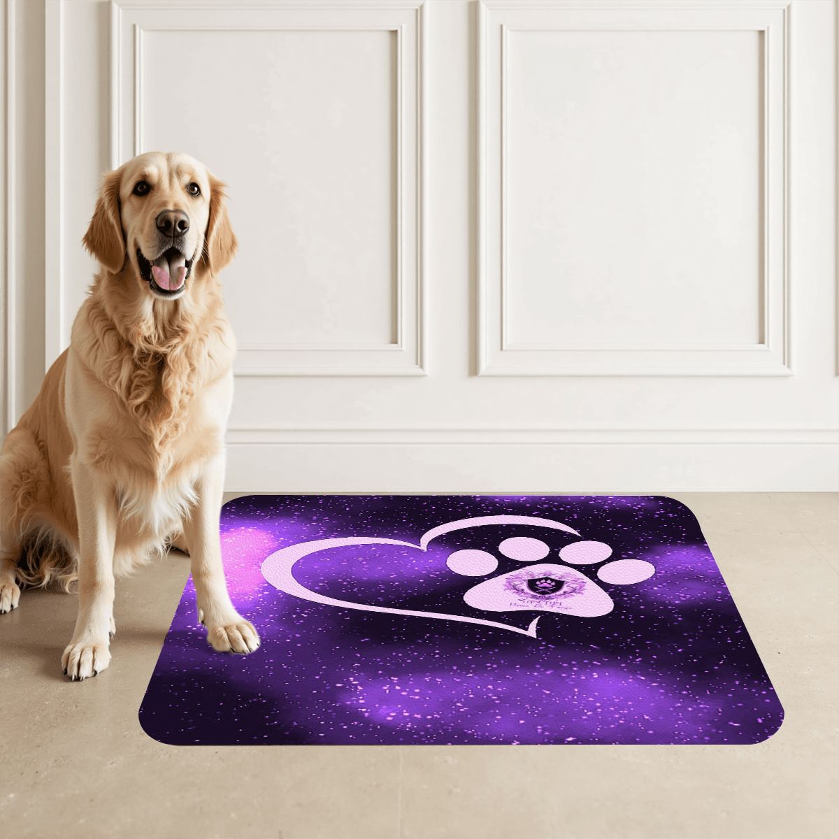 SPF Leather Waterproof Dog Food Mat - Purple