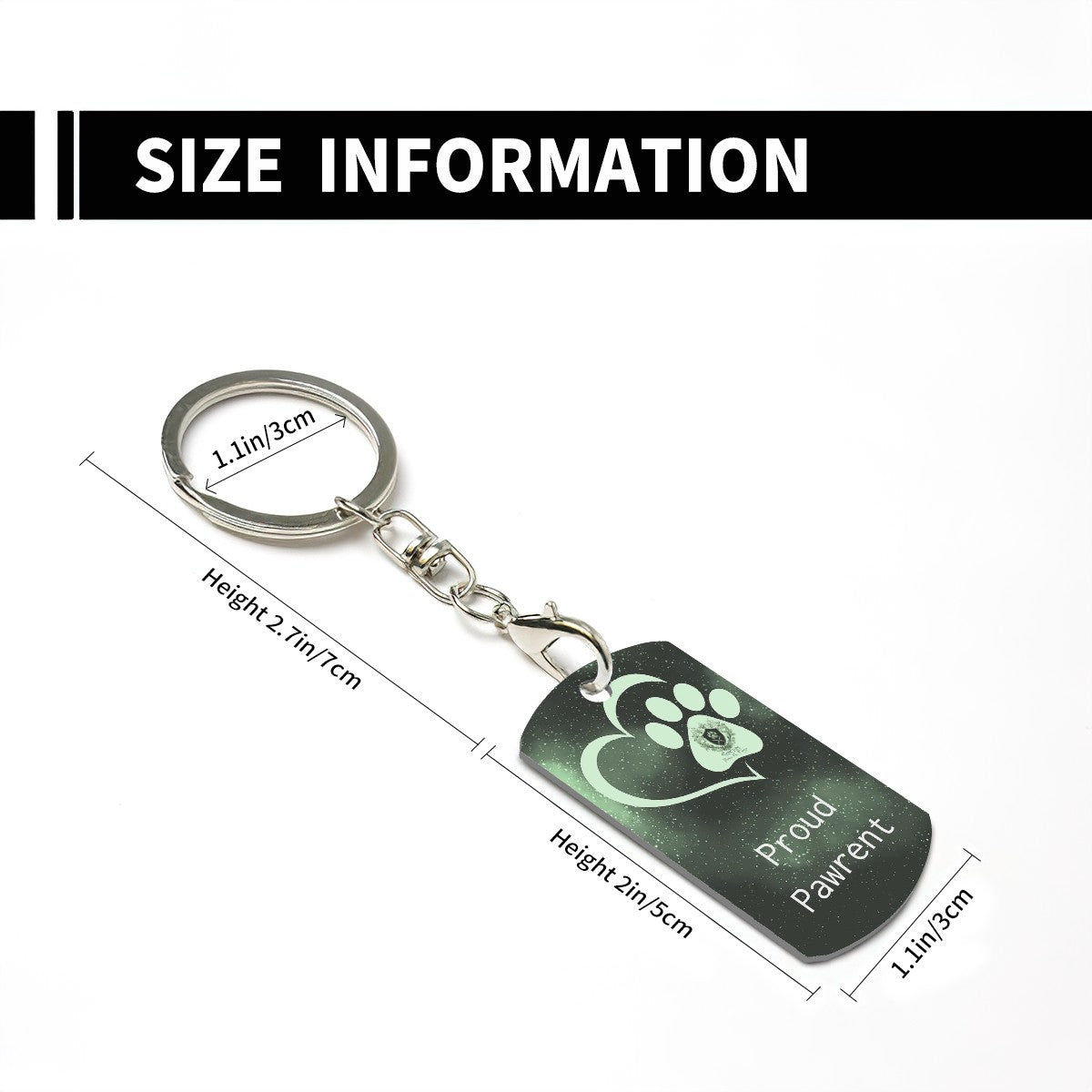 SPF Rectangular Metal Keychain - Proud Pawrent - Green