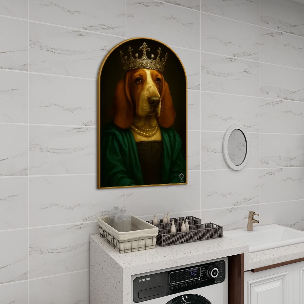 SPF Arched Canvas Prints Wall Art (Basset hound)