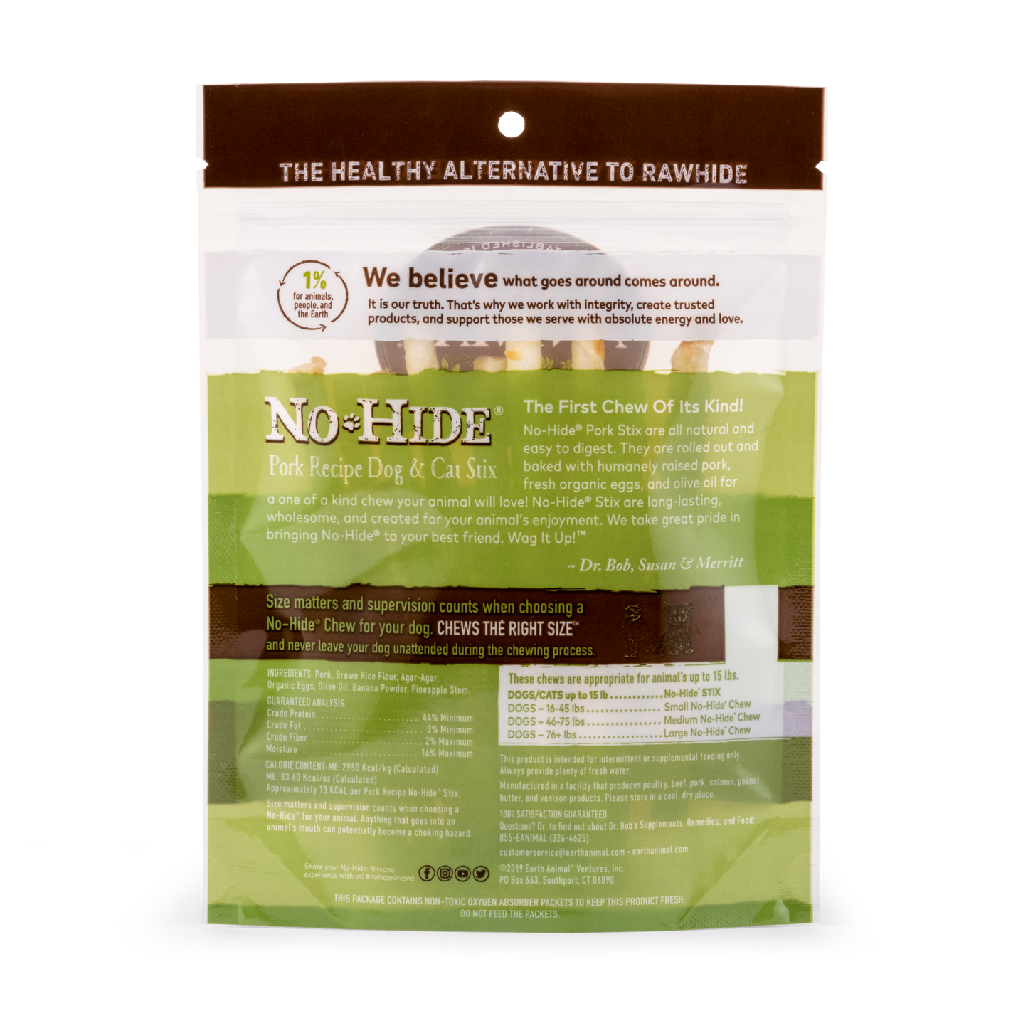 Earth Animal  No Hide Pork Pet Stix (10pk) (1.6oz)