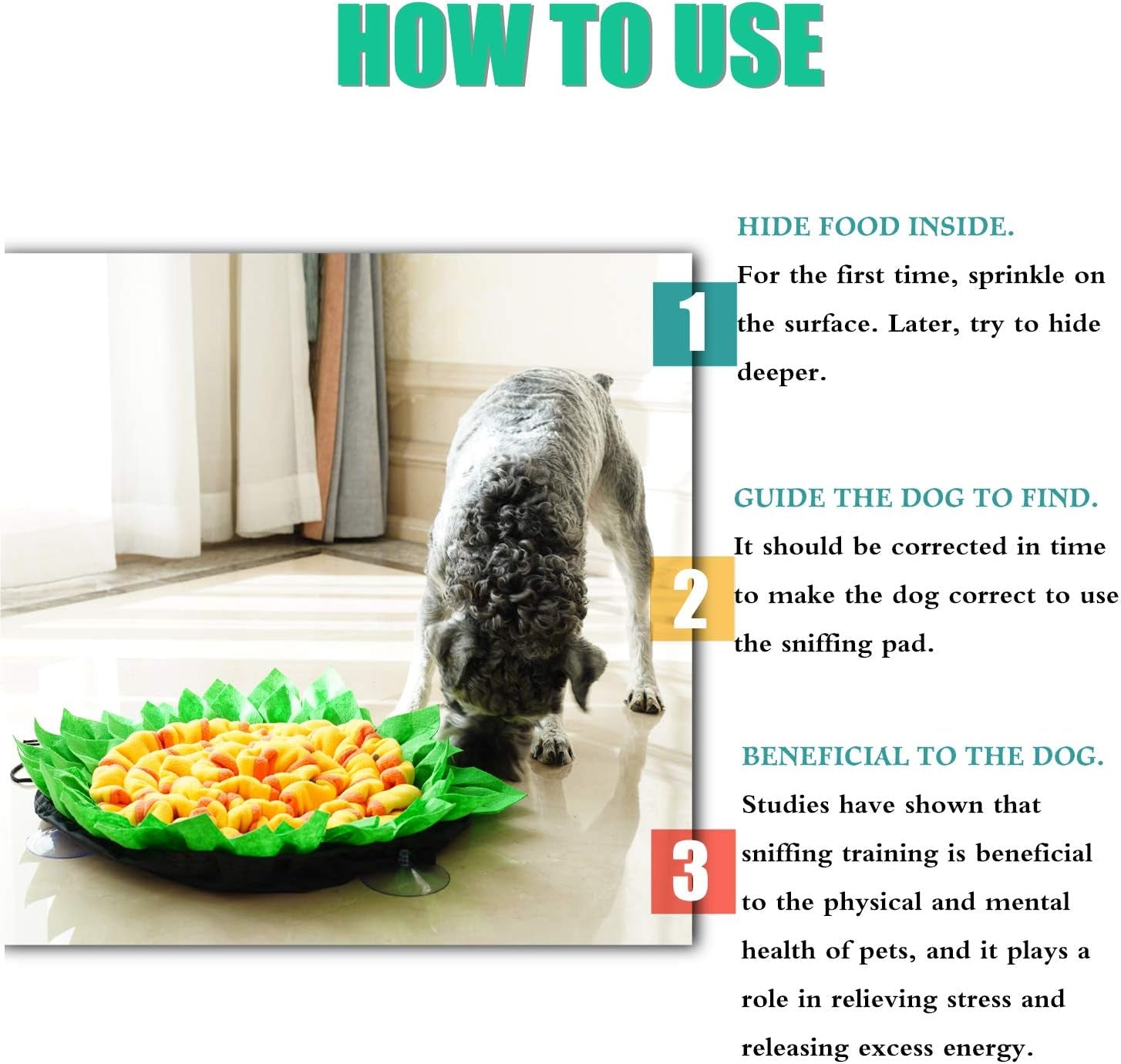 Sunflower Snuffle Mat for Dogs - Engaging Canine Enrichment Toy for Slow Feeding & Fun Games, Durable & Washable for Small to Large Breeds