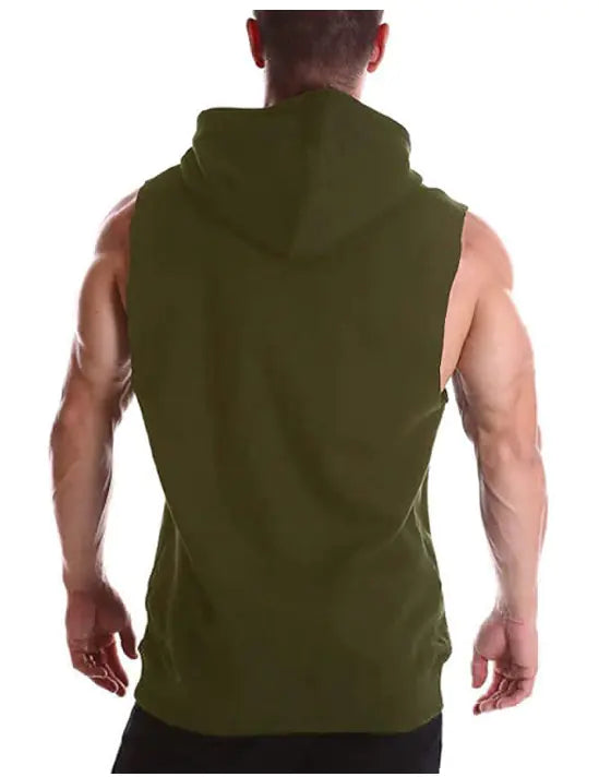 Men's Casual Hooded Solid Color Sleeveless Vest