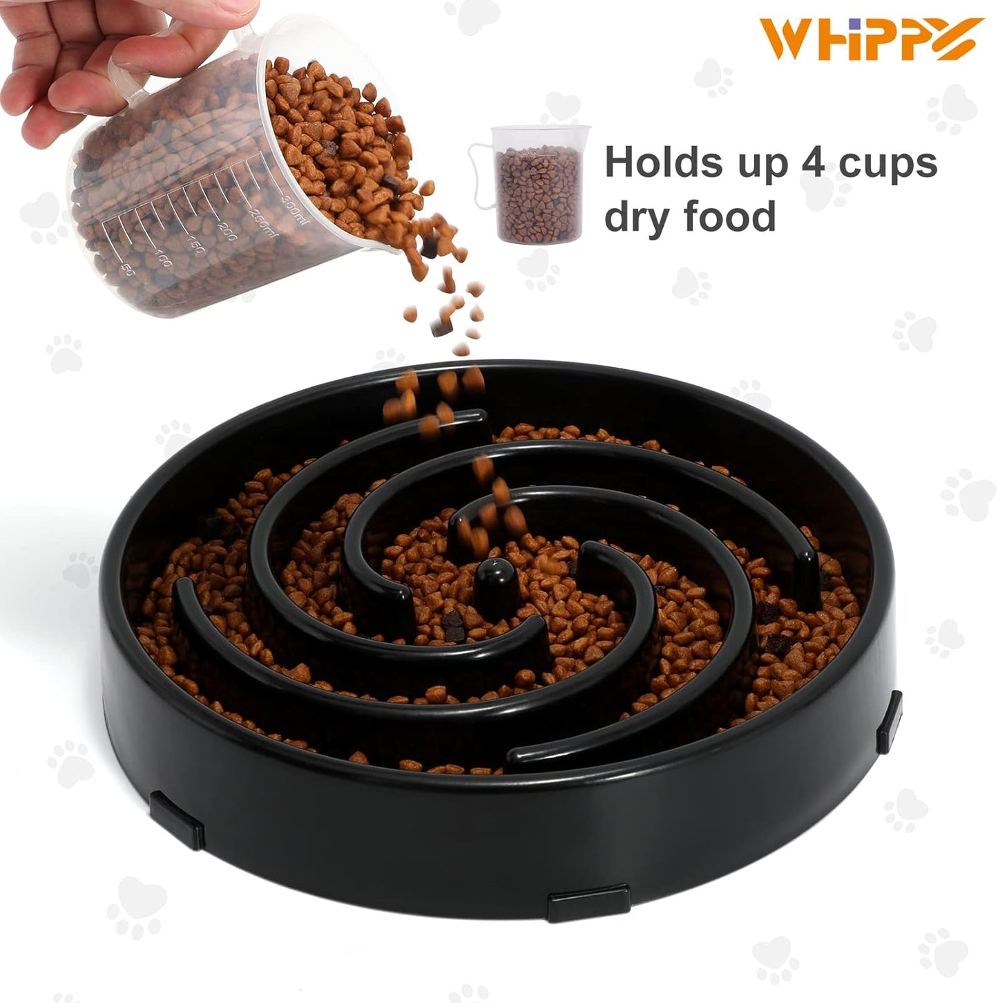 Interactive Slow Feeder Dog Bowl - Non-Slip Maze Puzzle for Large & Medium Dogs - Prevent Bloat & Choking - Healthy Feeding Solution in Black