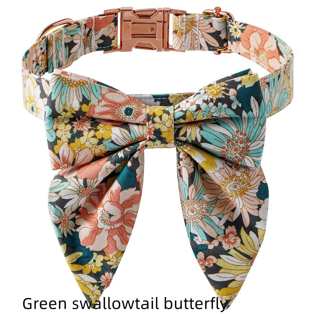 Floral Cotton Dog Collar Rose Buckle