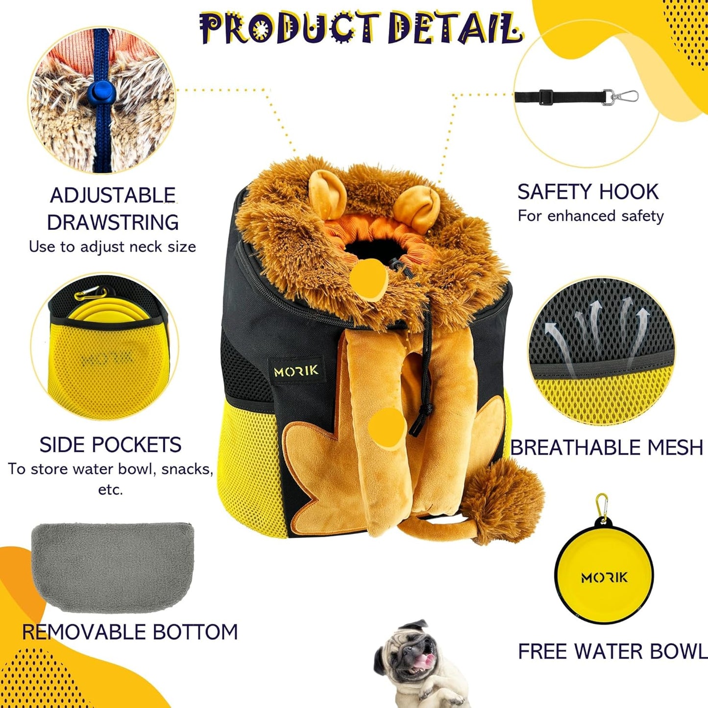 Lion'S Den: Pet Backpack Carrier for Small Dogs and Cats under 20 Lbs. with Good Ventilation, Washable Mat, and Safety Strap, Ideal for Travel, Hiking, and Everyday Adventures (Medium)