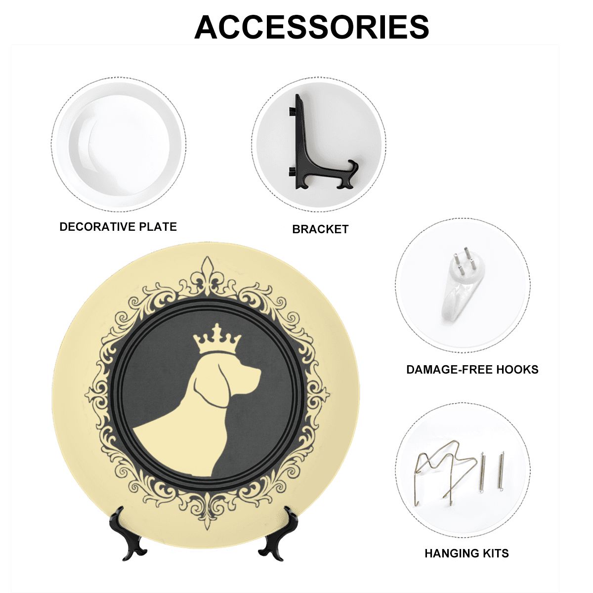 SPF Decorative Plate (King Dog outline) - Off white