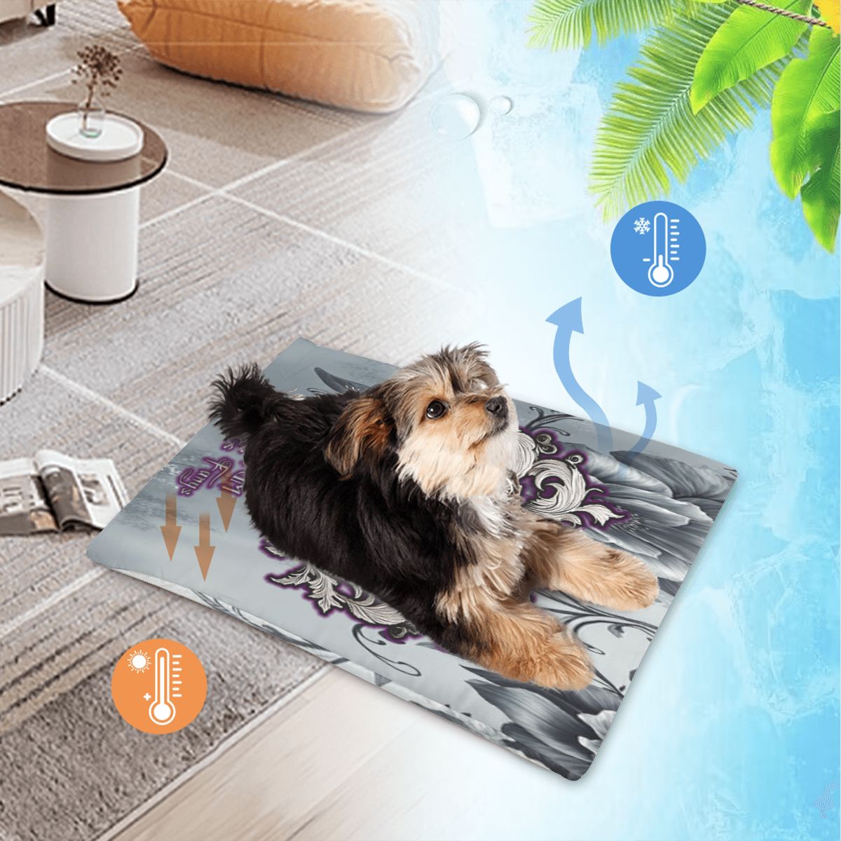 SPF Pet Cooling Mat - Flowers (White)