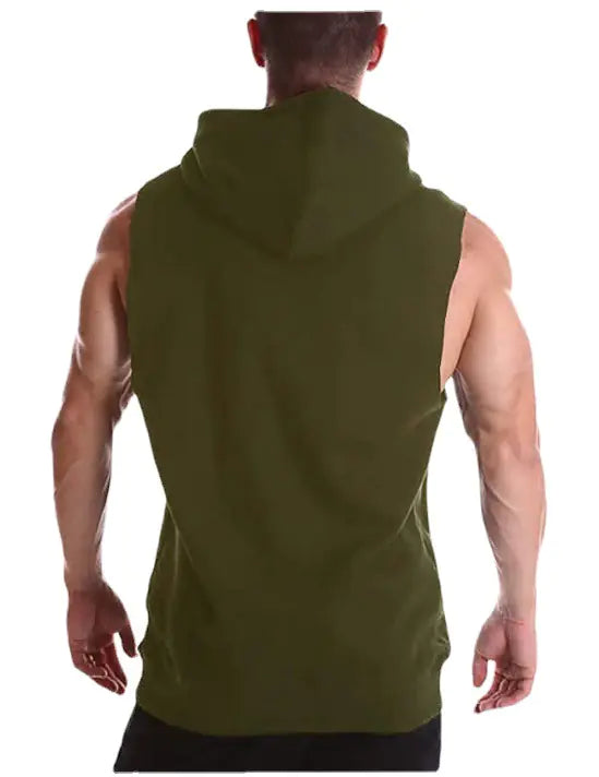Men's Casual Hooded Solid Color Sleeveless Vest