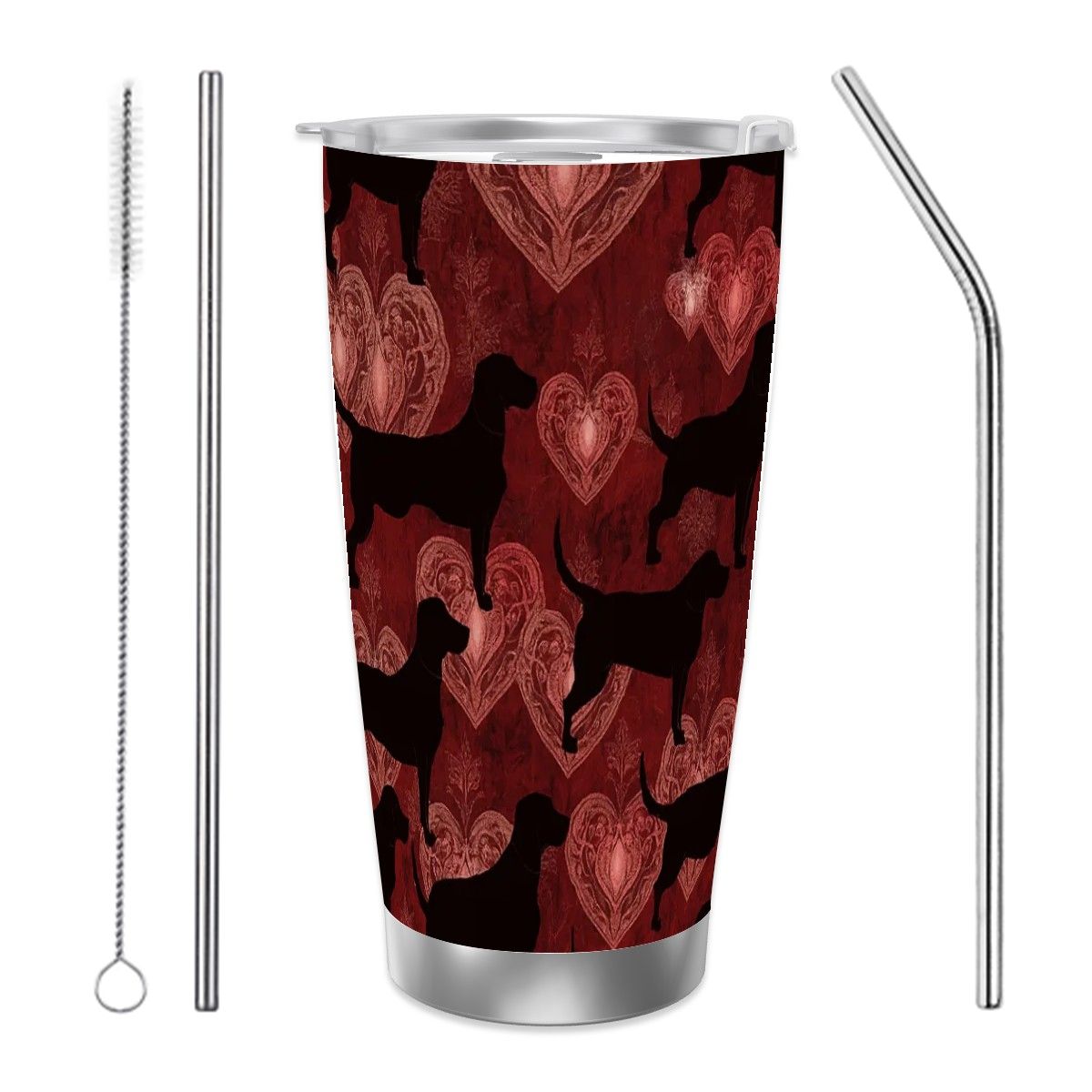 Dogs Love Travel Coffee Mug (20oz) with Silver Edge (Collection-1)