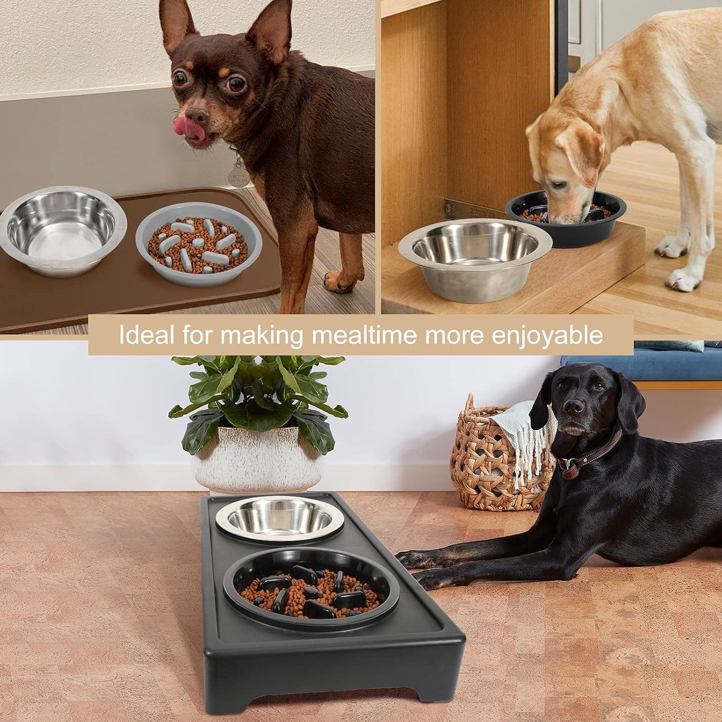 Premium Slow Feeder Dog Bowl - Safe, Non-Slip Maze Design for All Food Types - Perfect for Raised Feeders