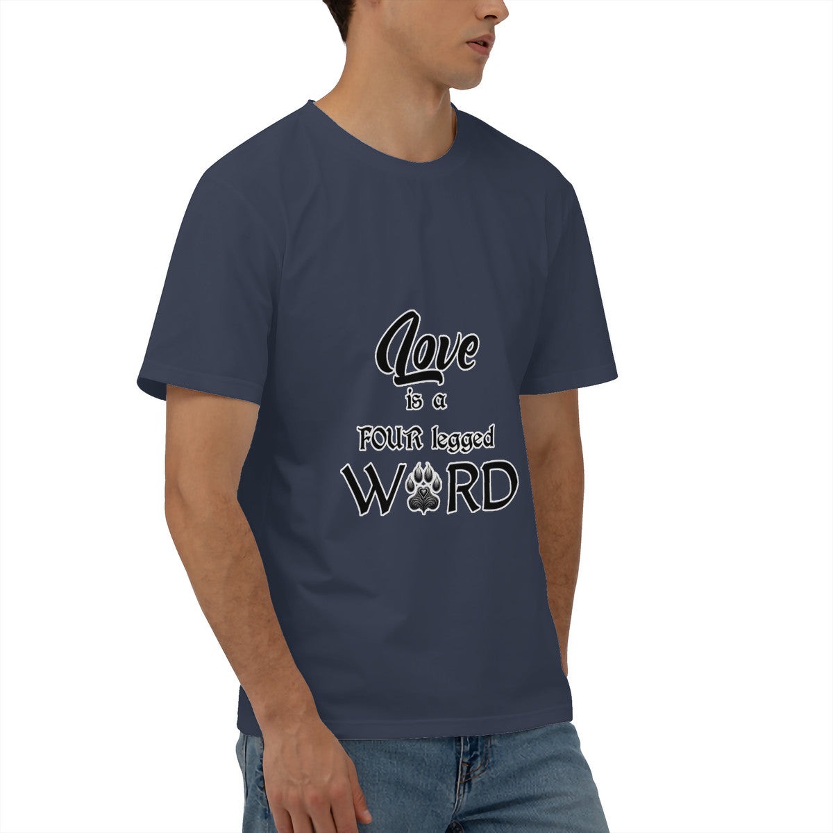 SPF Men's Short Sleeve Cotton Tee (Love is a four-legged word)