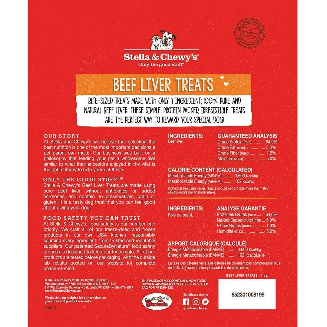 Stella & Chewy’s Freeze Dried Beef Liver Dog Treat (3oz)