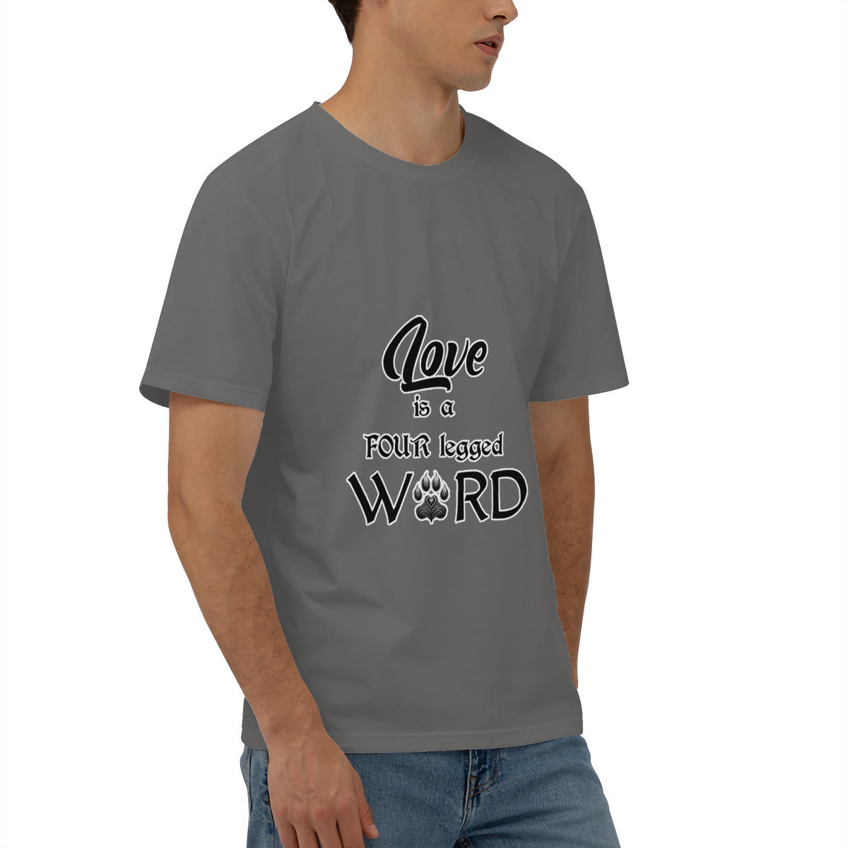 SPF Men's Short Sleeve Cotton Tee (Love is a four-legged word)
