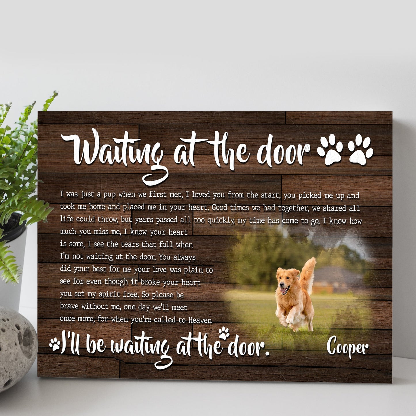 Custom Dog Portrait Waiting At The Door Sign