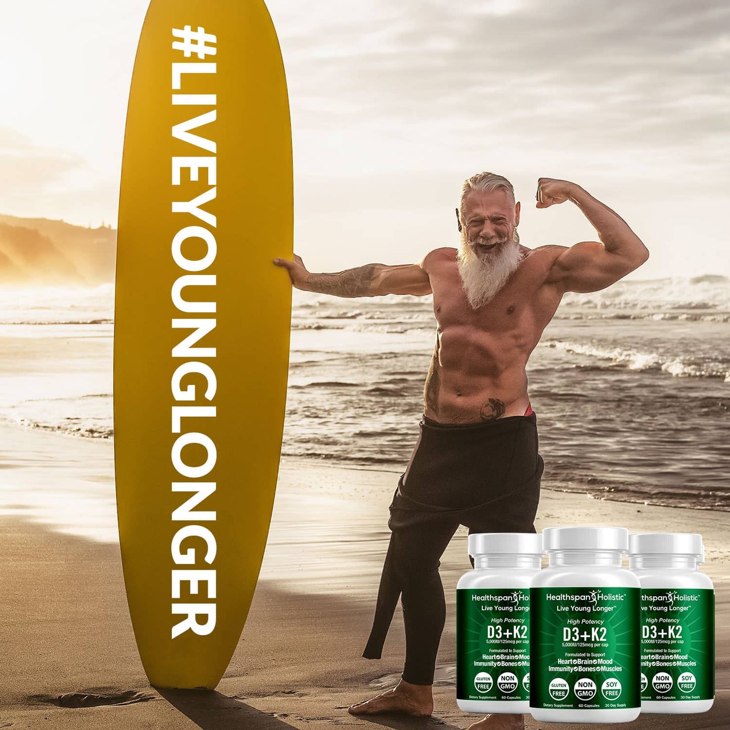 High Potency Vitamin D3 + K2 60 Capsules