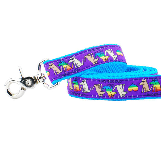 Premium Pet Guardian Gear: 1″ Choose Love Teddy The Dog Ribbon Dog Leash - Sanctum Paws and Fangs