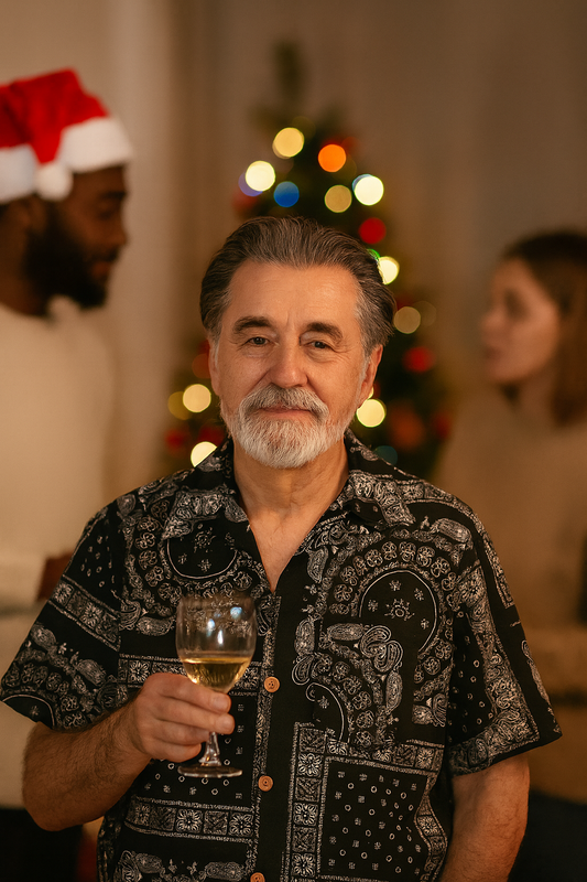 Retro Cashew Flower Full Print Short-Sleeved Shirt For Men