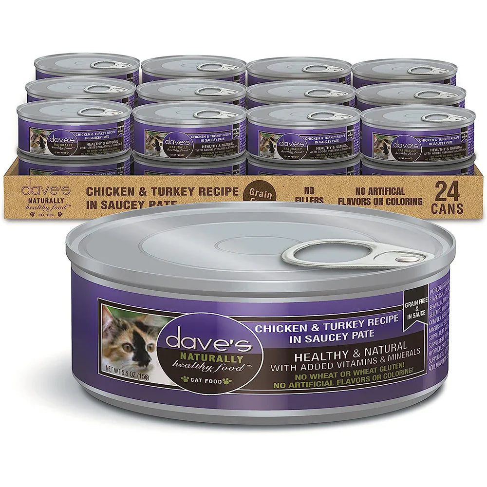 Dave's Chicken & Turkey Recipe in Saucey Paté Wet Cat Food (5.5oz)
