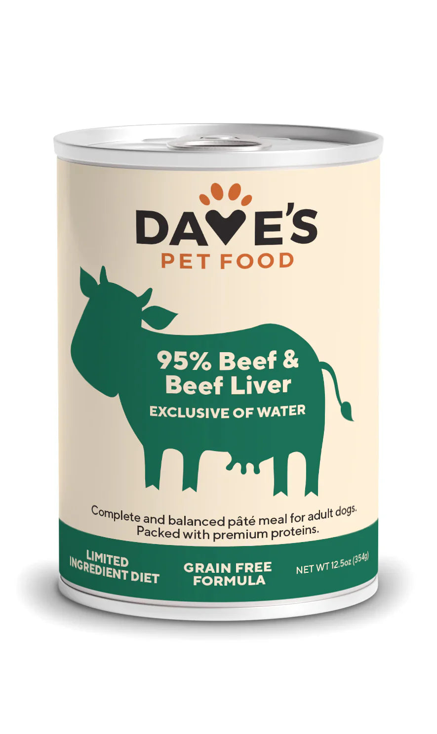 Dave's 95% Premium Meats Beef & Beef Liver For Dogs (12.5oz)