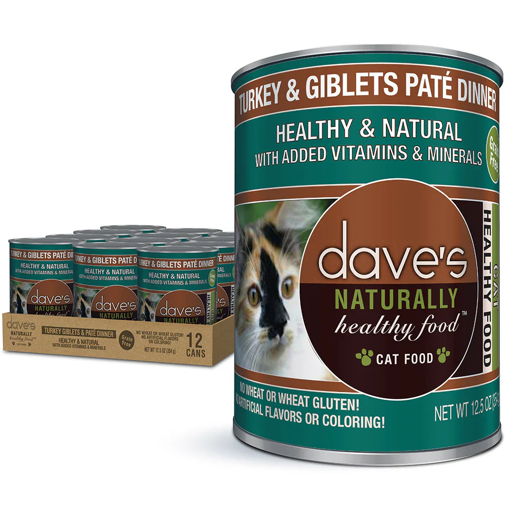 Dave's Naturally Healthy Turkey & Giblets Dinner Paté Wet Cat Food (12.5oz)