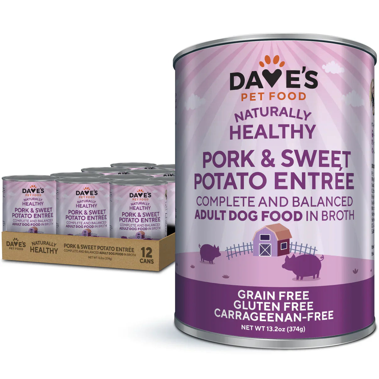 Dave's Grain Free Pork & Sweet Potato Entrée For Dogs (13.2oz)