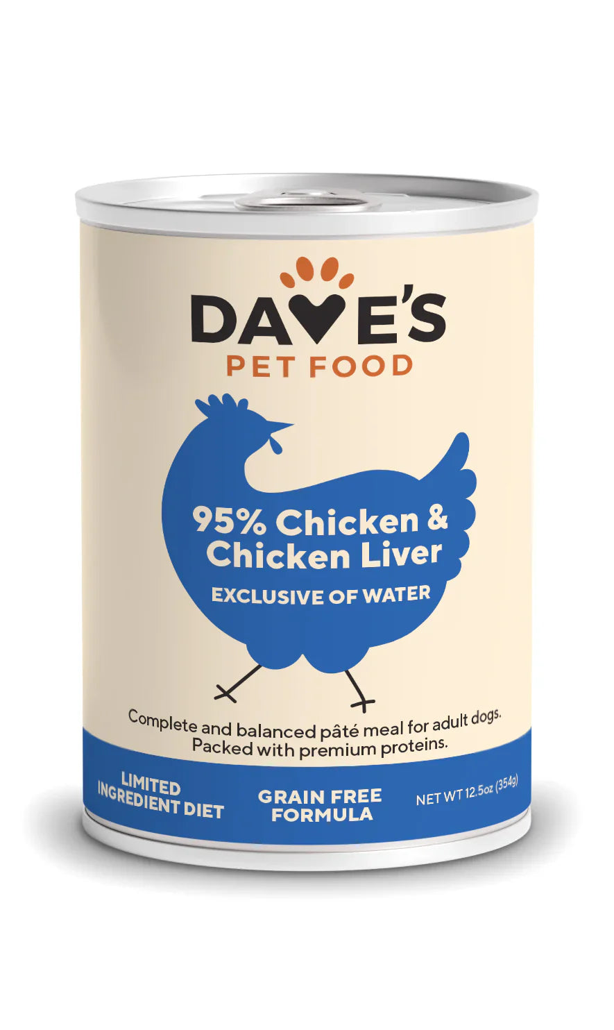 Dave's 95% Premium Meats Chicken & Chicken Liver For Dogs (12.5oz)