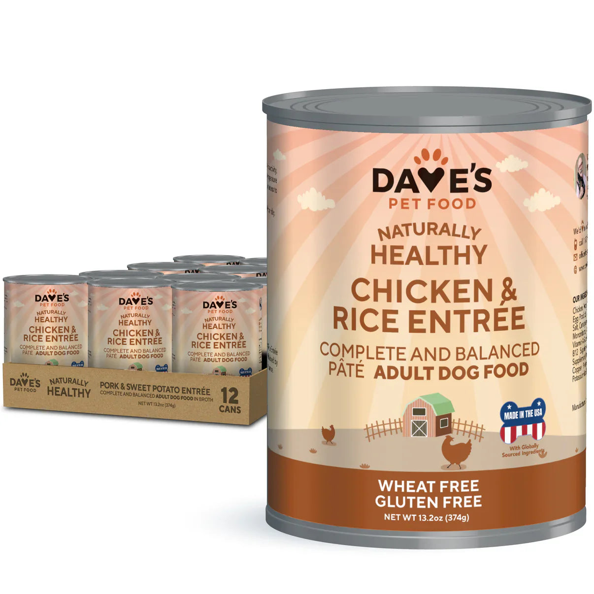Daves Naturally Healthy Chicken & Rice Recipe Wet Dog Food (13.2oz)