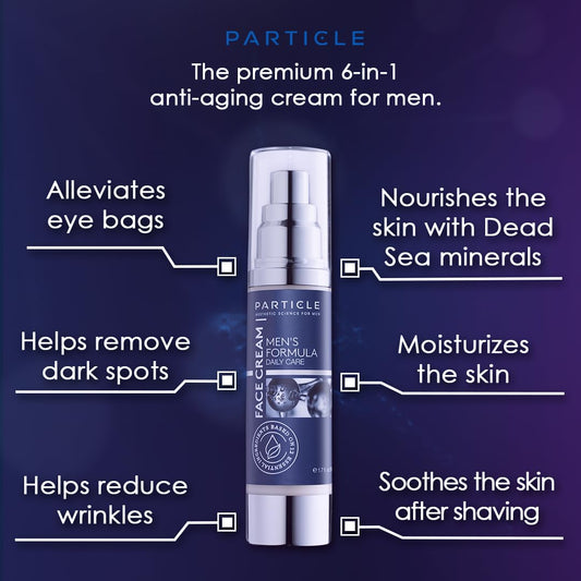 Particle 6-in-1 Face Cream for Men Anti-Aging Moisturizer, Reduces Wrinkles, Dark Spots & Eye Bags, Pack of 1 (1.7 oz.