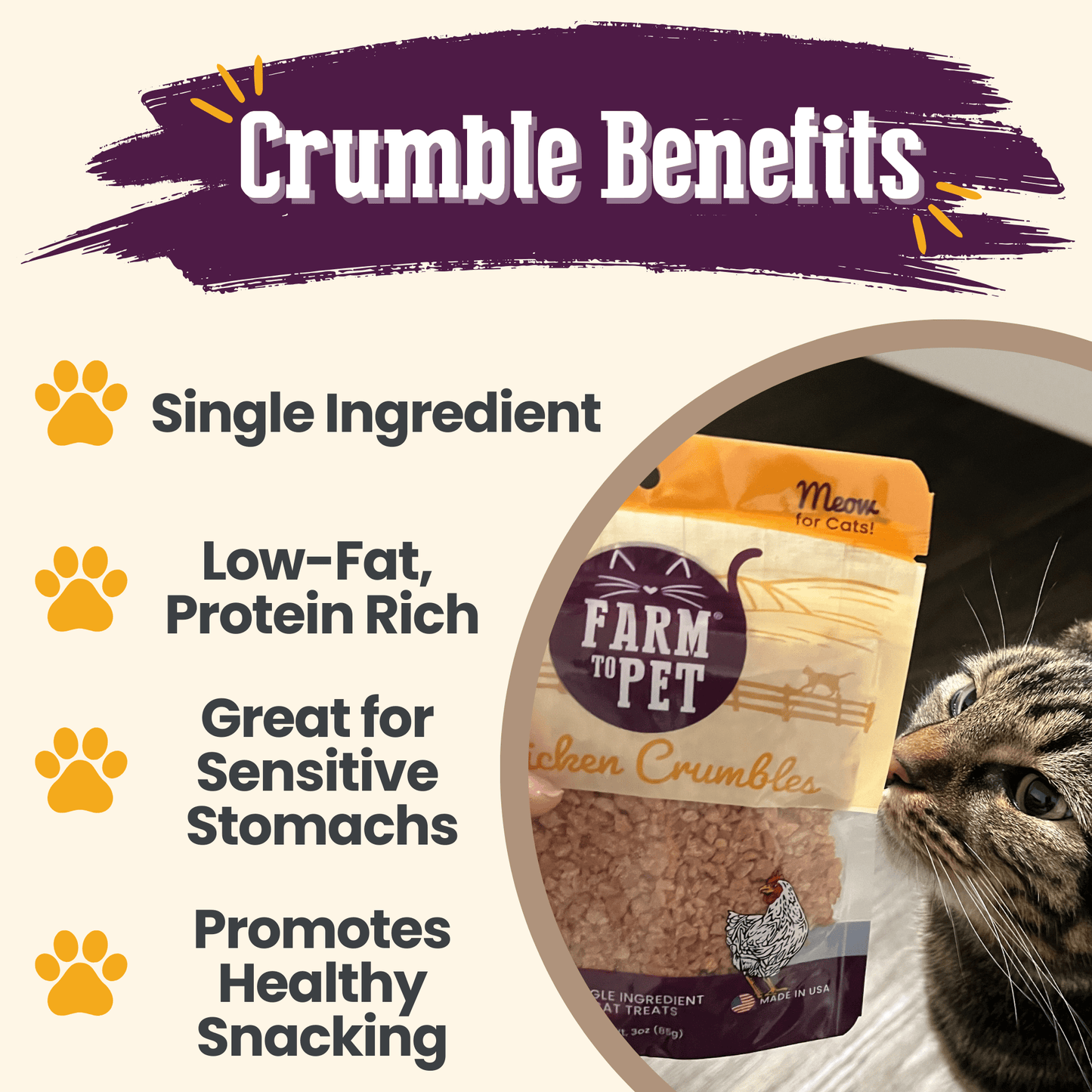 Chicken Crumbles for Cats | 100% Protein Cat Treats