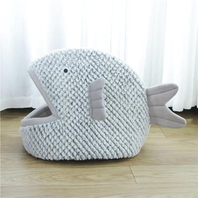 Fish-Shaped Cartoon Pet Bed for Cats and Small Dogs