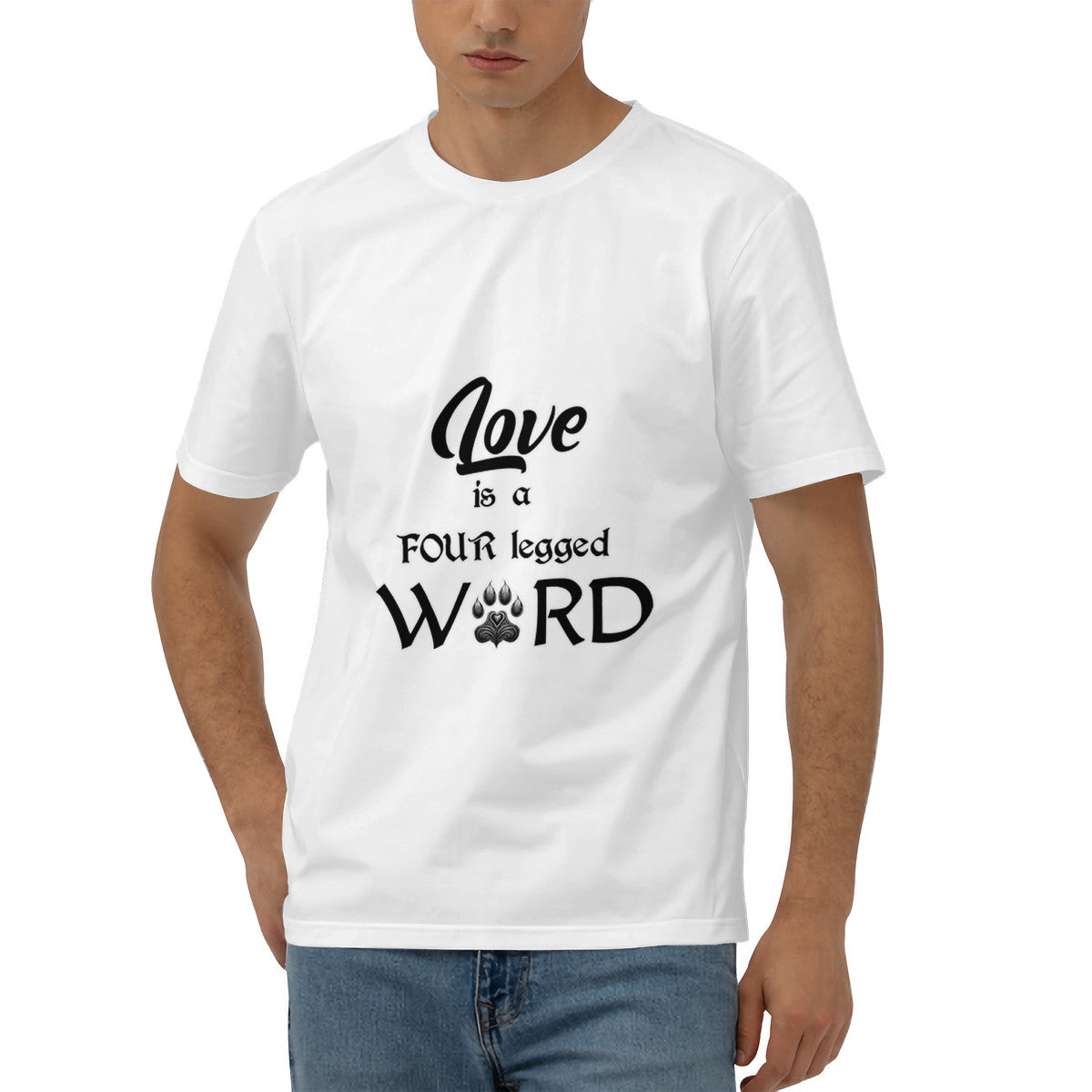 SPF Men's Short Sleeve Cotton Tee (Love is a four-legged word)