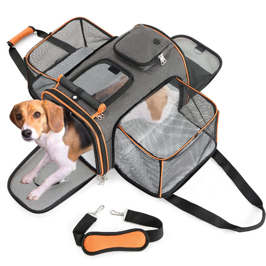 Airline Approved Expandable Soft-Sided Pet Carrier with Removable Fleece Pad and Pockets, for Cats/Puppy Travel Pet Carriers