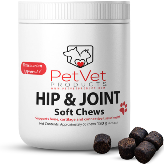 Pet Vet Products® Glucosamine Hip & Joint Supplement for Dogs – Beef Liver Flavor, 60 Soft Chews with MSM & Chondroitin for Mobility Support