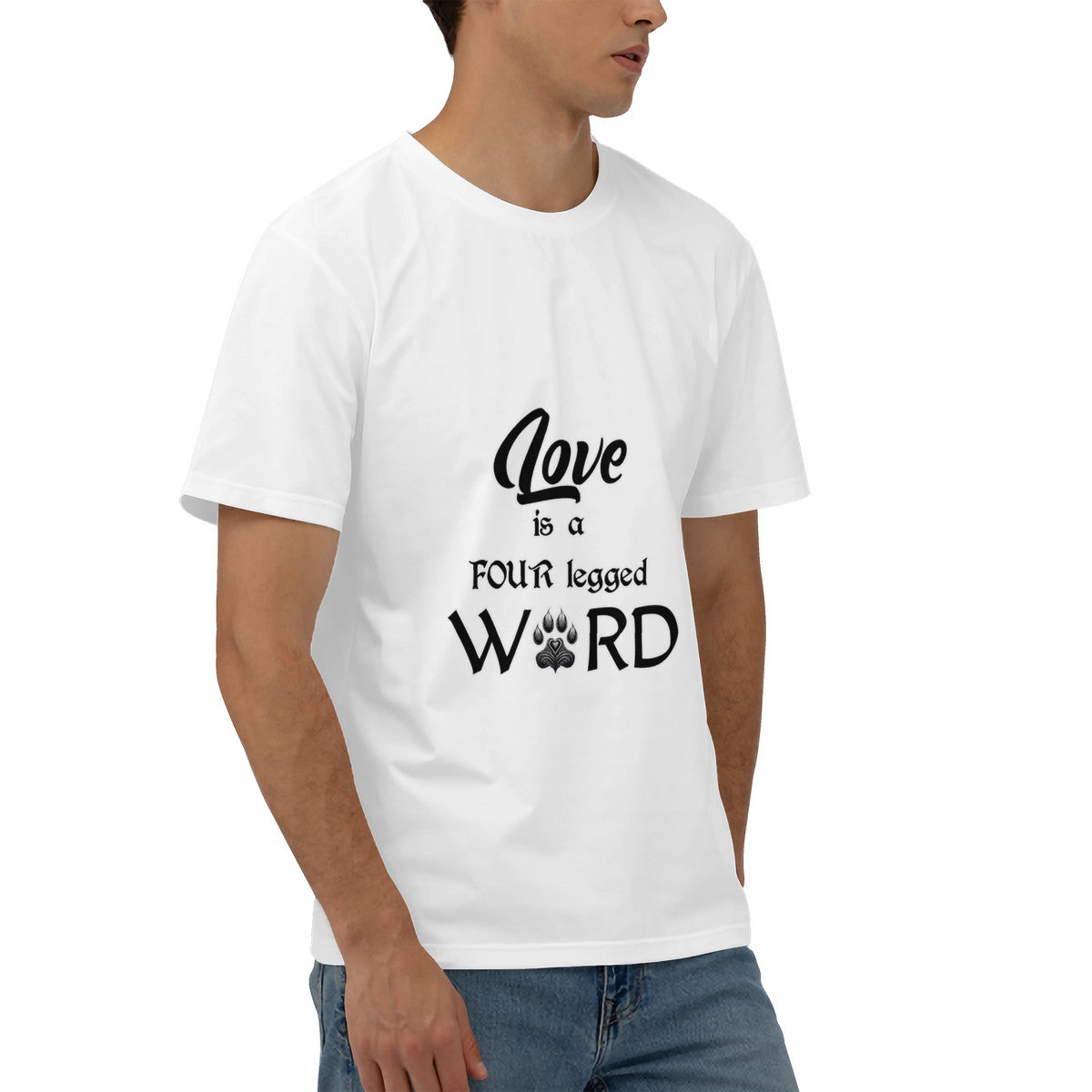 SPF Men's Short Sleeve Cotton Tee (Love is a four-legged word)