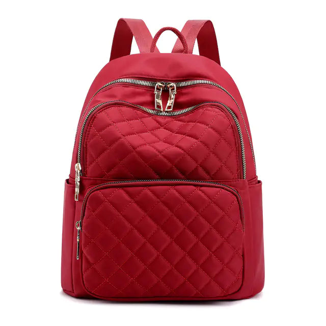 Waterproof Women's Backpack with Large Capacity and Gold Zipper