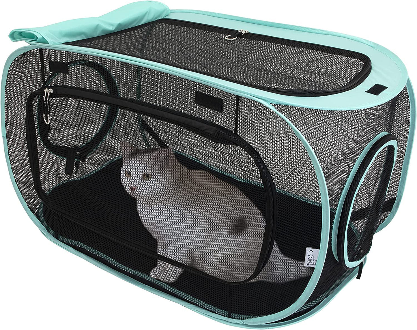 Outdoor Cat Catio Playpen with Washable Bed and Zip Access