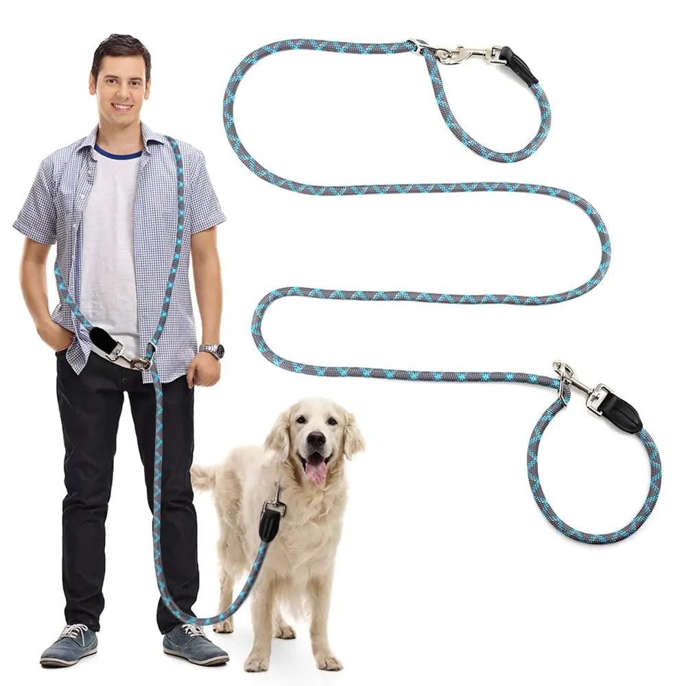 pawstrip Hands Free Dog Leash Multifunctional Dog Running Leash Reflective Waist Leash for Dog Walking Adjustable Crossbody Dog Training Leash Nylon Double Leashes for Small Medium Large Dogs