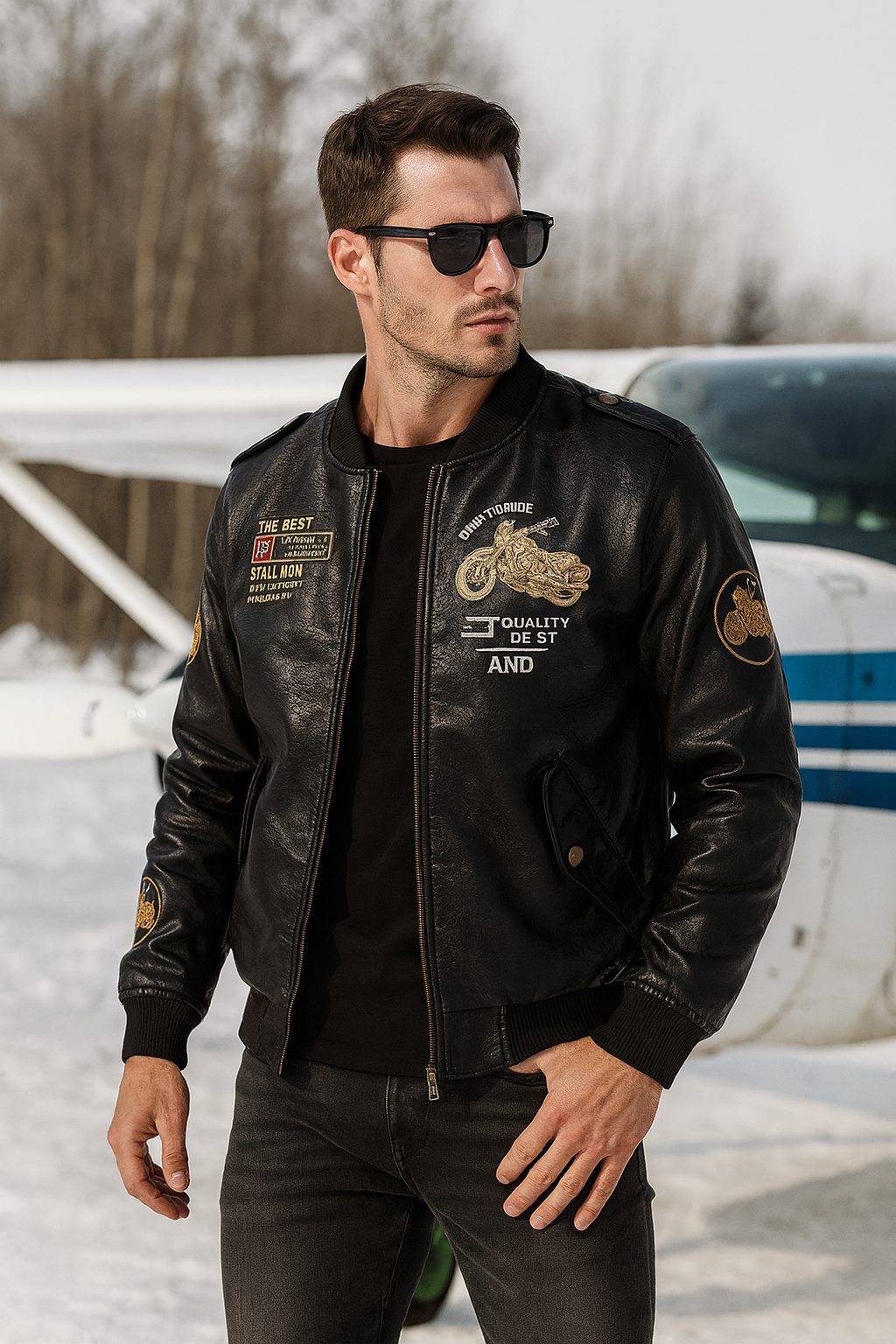 PU Leather Bomber jacket