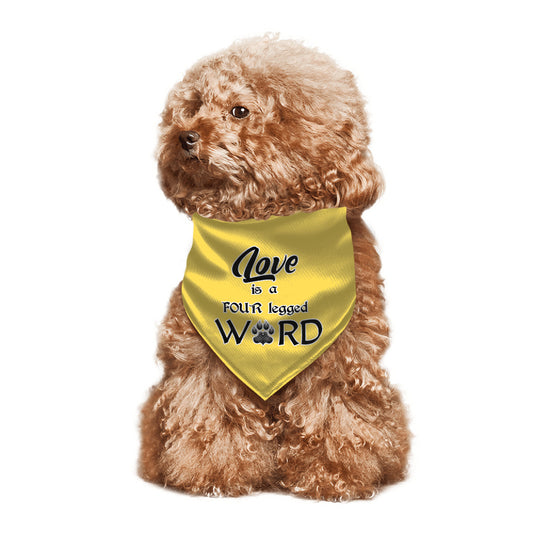 SPF Pet Decorative Triangle Scarf (yellow - love is a four-legged word)