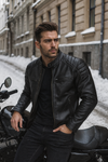 First Layer Cowhide Leather Coat Men's Stand Collar Motorcycle Clothing Youth