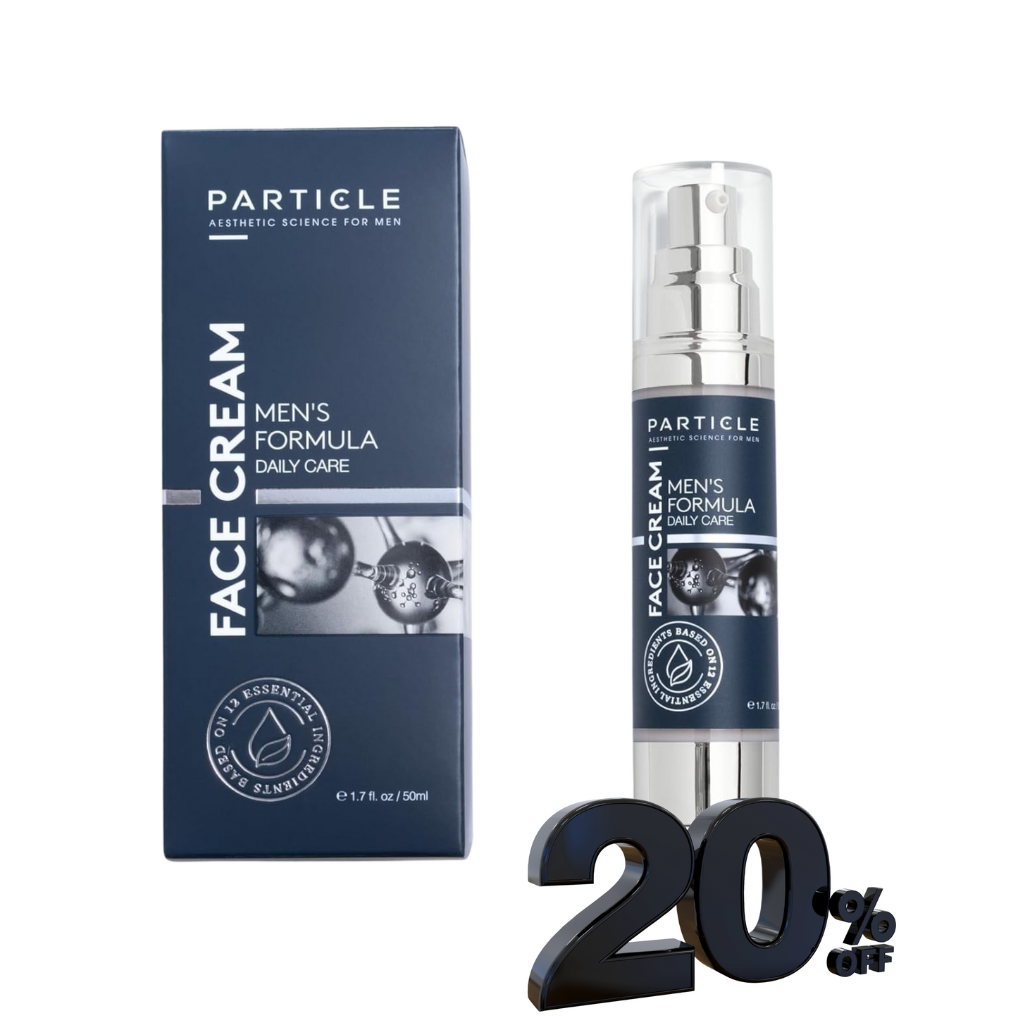 Particle 6-in-1 Face Cream for Men | Anti-Aging Moisturizer Reduces Wrinkles, Dark Spots & Eye Bags | 1.7 fl oz