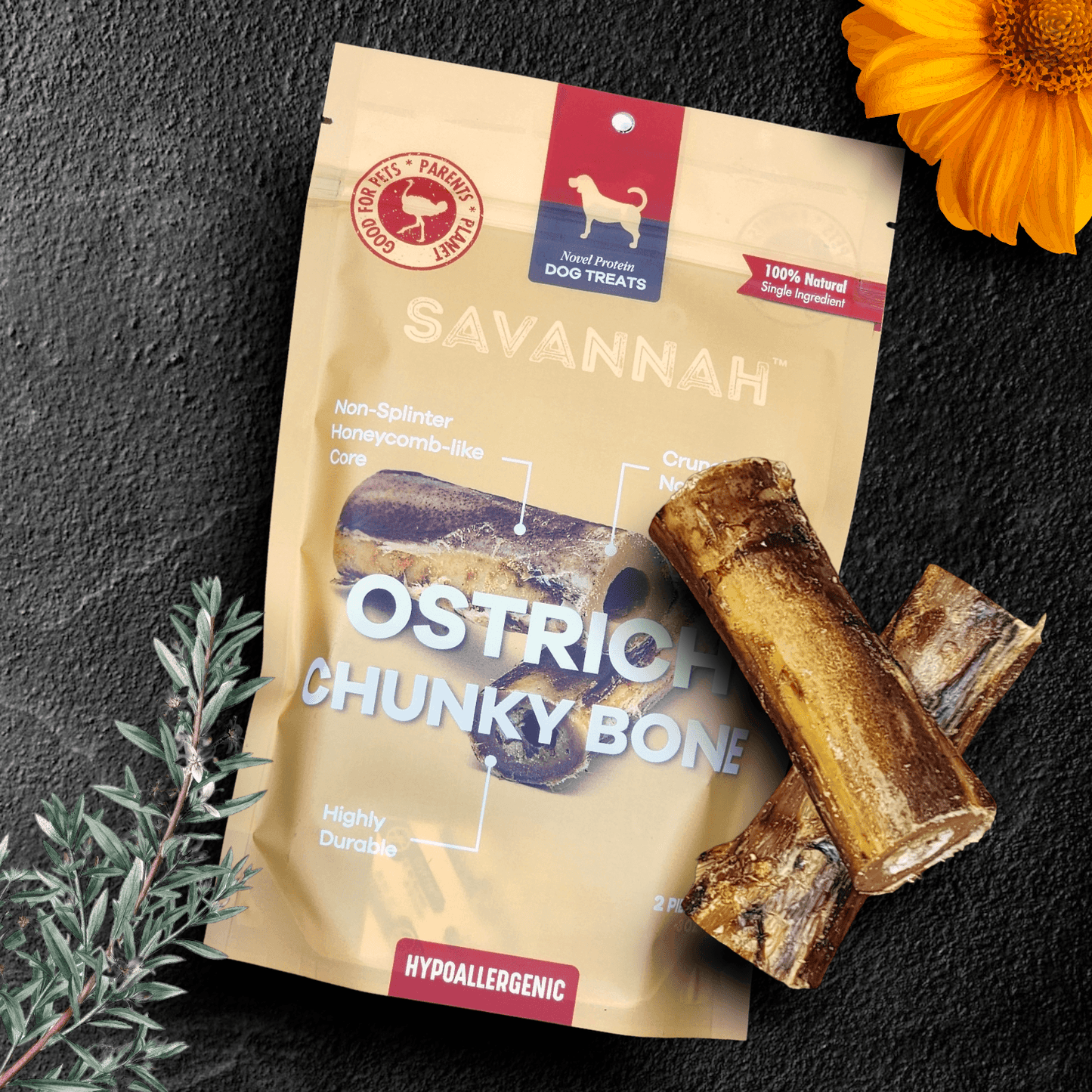 Moderate Chewer Small Box — 6 Ostrich Treats for Everyday Chewers