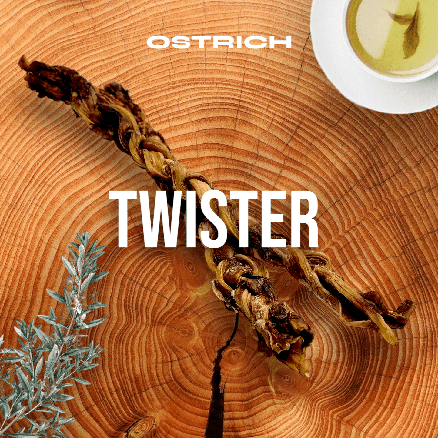 Ostrich Tendon Twister (16" x 2.5" x 1"): The Satisfying, All-Natural Chew for Dental Health & Joint Support