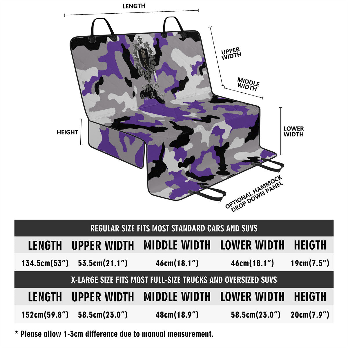 SPF Car Pet Seat Covers - Purple Camo