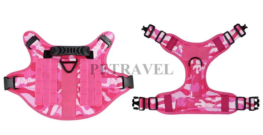 Pink Military Dog Harness And Leash Set Adjustable Pet Tactical Training Vest German Shepherd Malinois For Medium Large Dogs
