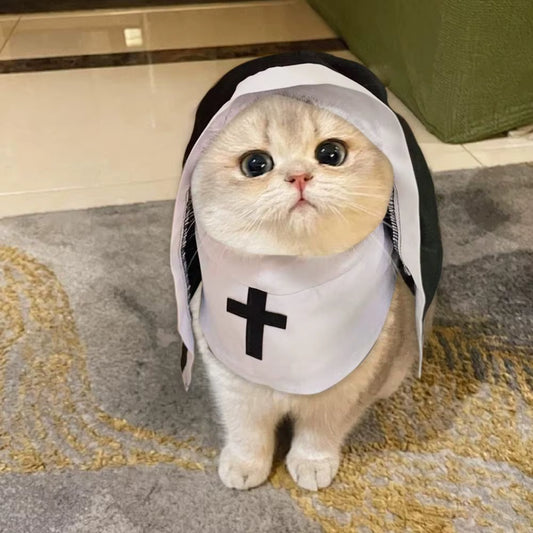 Transform your furry friend into a heavenly cutie with our Nun Style Pet Costume Set! Perfect for Halloween dress-up! 🐾👗✨
