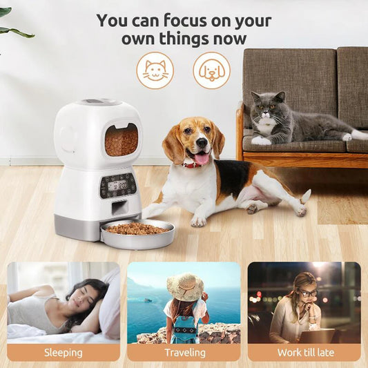 3.5L Automatic Pet Feeder Wifi APP Smart Timed Dosing Feeder Cat Dog Food Dispenser 2L Auto Drink Fountain Water Feeder Cat Bowl