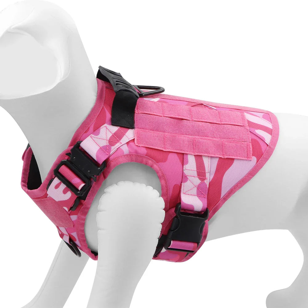Pink Military Dog Harness And Leash Set Adjustable Pet Tactical Training Vest German Shepherd Malinois For Medium Large Dogs