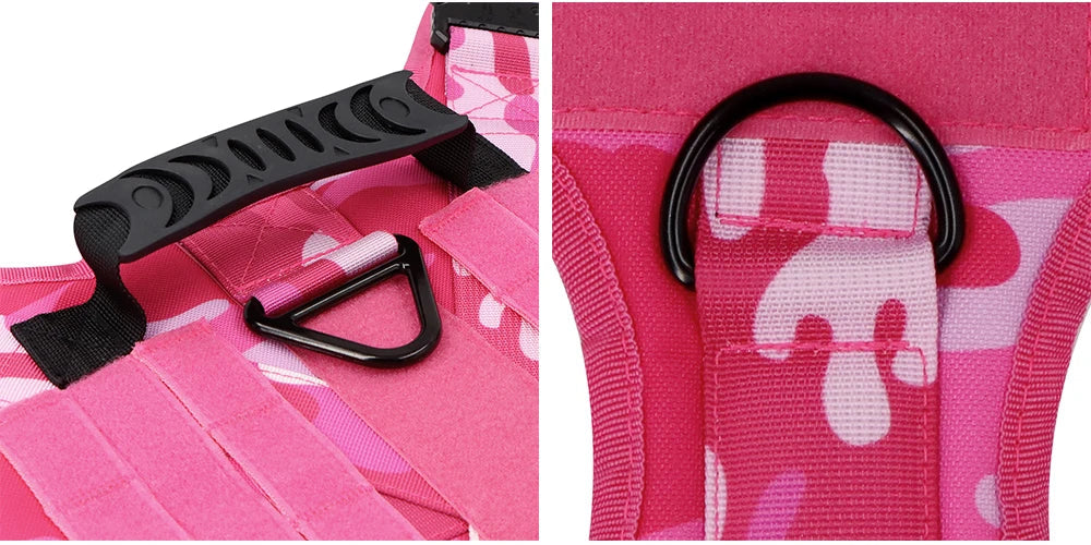 Pink Military Dog Harness And Leash Set Adjustable Pet Tactical Training Vest German Shepherd Malinois For Medium Large Dogs